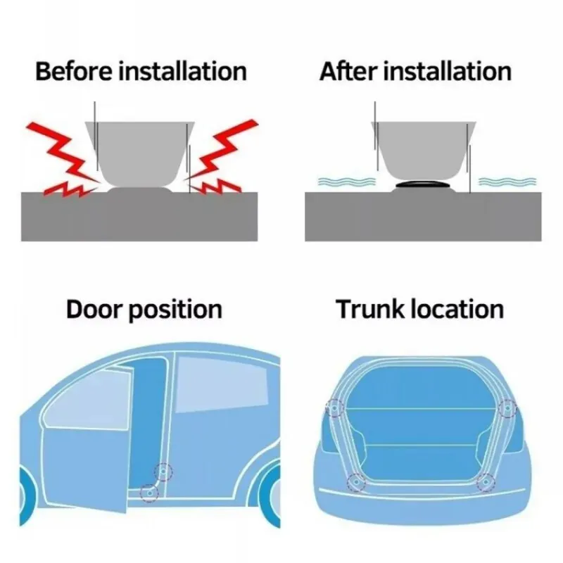 Coussinets en silicone anti-collision pour portes de voiture, joints d'isolation phonique et amortisseurs antichoc, autocollants de bord de porte 5