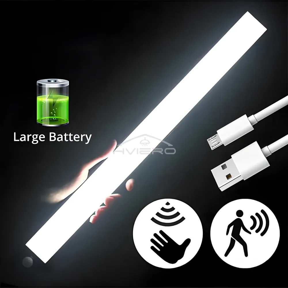 Veilleuse LED sans fil à détecteur de mouvement, rechargeable par USB, magnétique, pour armoire, chambre, placard, cuisine et couloir 2