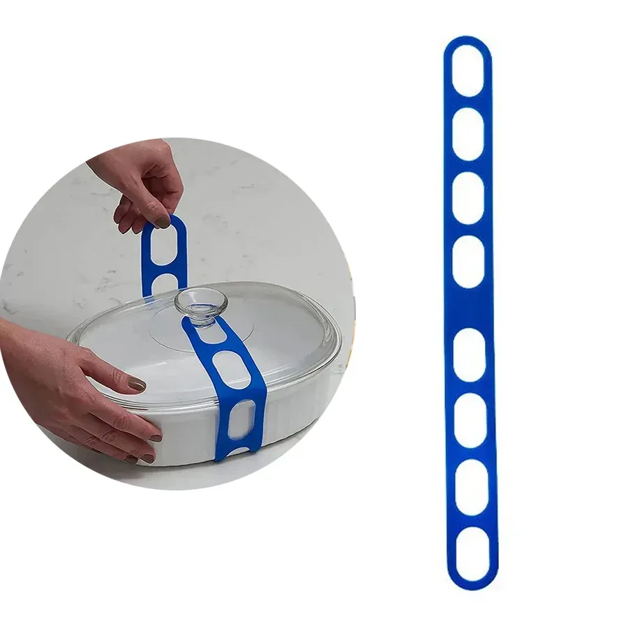 Sangle de couvercle réutilisable en silicone de 54 cm, support universel pour pot et boîte à lunch 9