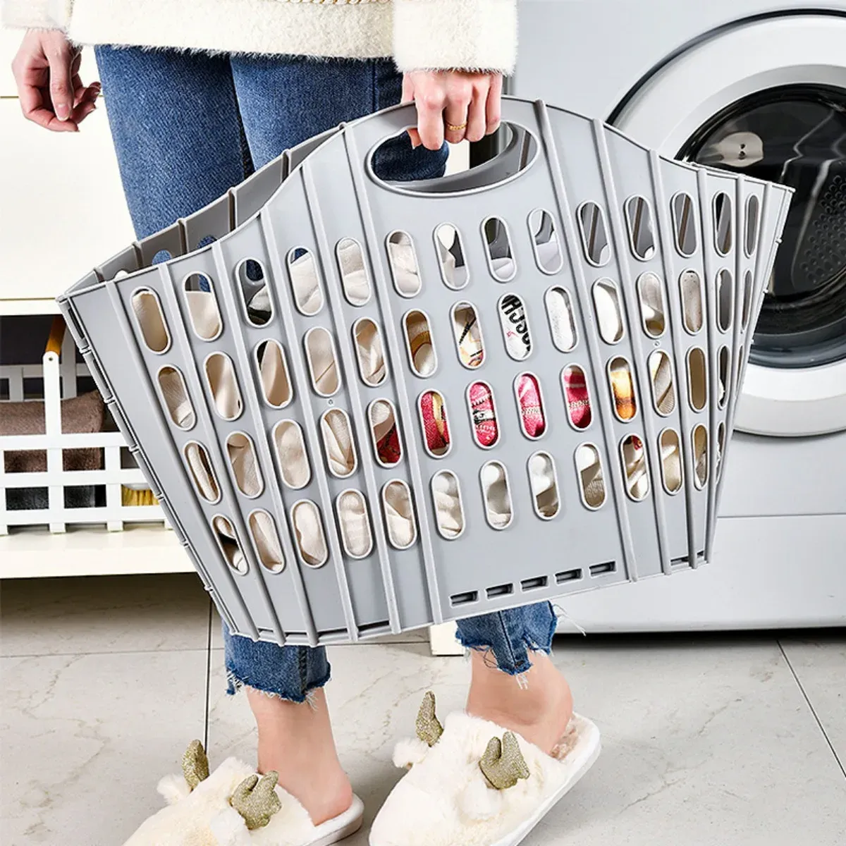 Panier à linge pliable et durable à grande capacité pour salle de bain 3