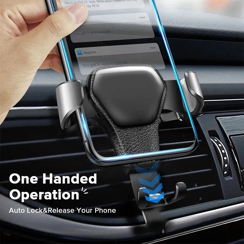 Support de téléphone pour voiture par gravité, fixation sur grille d'aération, support de téléphone mobile, support GPS pour smartphone, compatible iPhone 2