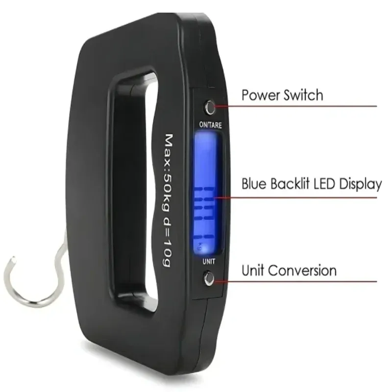 Balance de voyage électronique portable 50 kg/10 g avec rétroéclairage 5