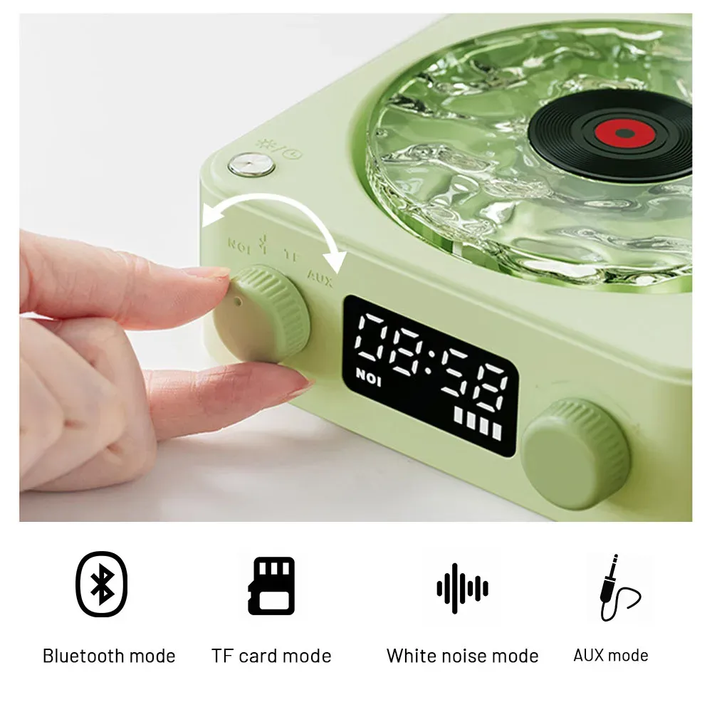 Mini haut-parleur Bluetooth rétro blanc portable avec caisson de basses et éclairage RGB, lecteur de carte TF 4