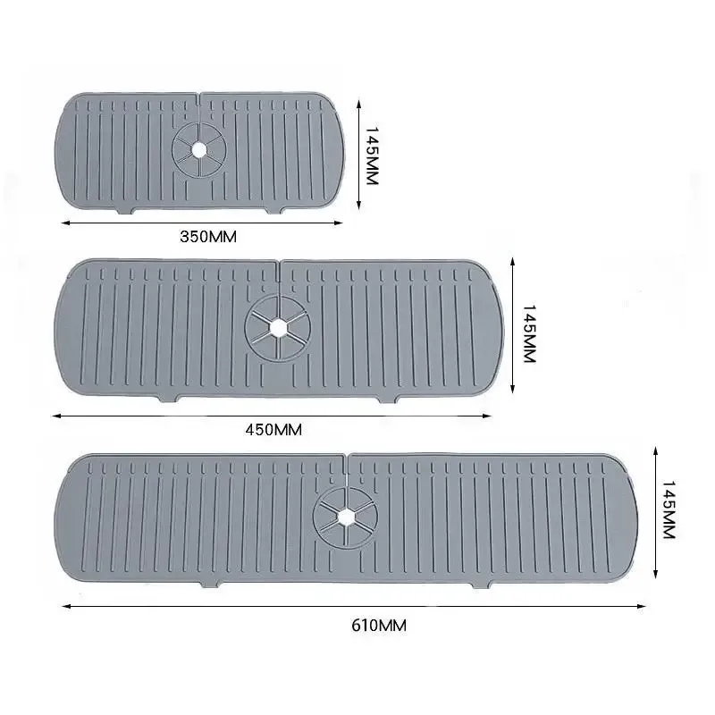 Protection anti-éclaboussures en silicone pour évier de cuisine, 3 tailles, avec tapis égouttoir auto-drainant pour robinet 7