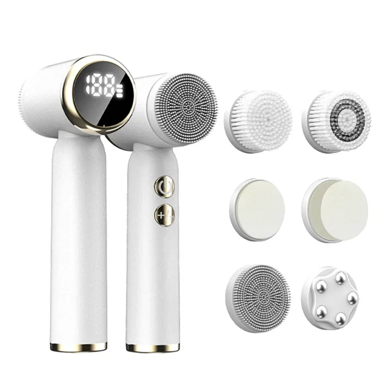 Brosse nettoyante électrique en silicone 6 en 1, portable et imperméable 11