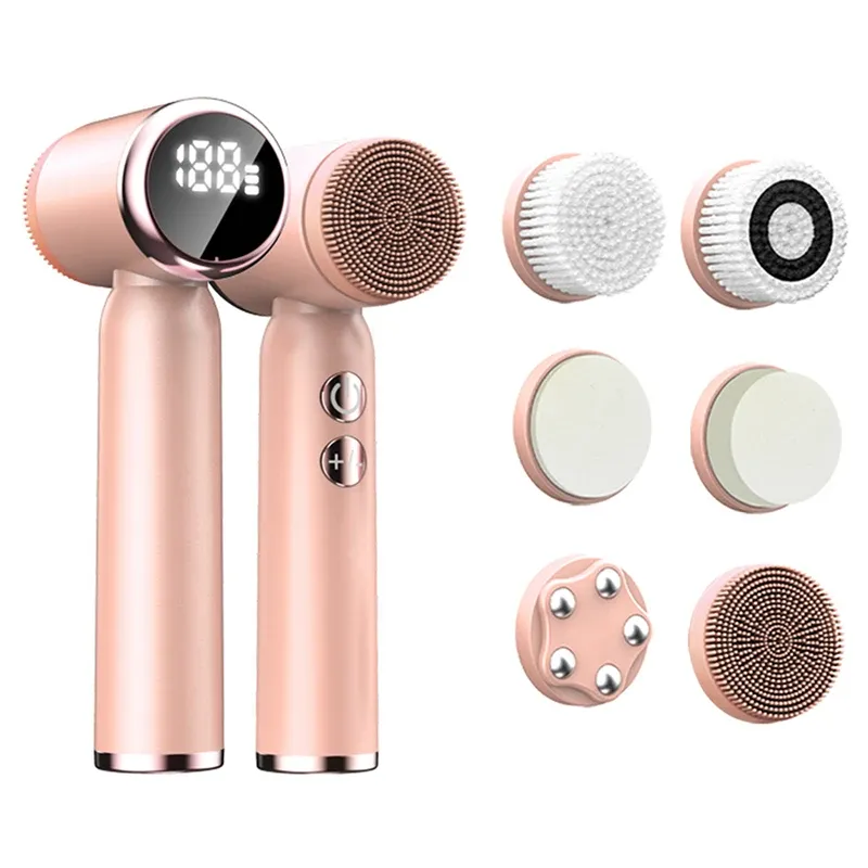Brosse nettoyante électrique en silicone 6 en 1, portable et imperméable 9