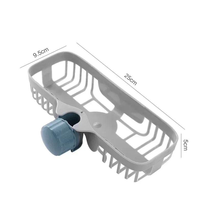 Égouttoir d'évier de cuisine réglable, support de robinet de rangement d'éponge, égouttoir à savon, panier organisateur d'accessoires de salle de bains, nouveau 9