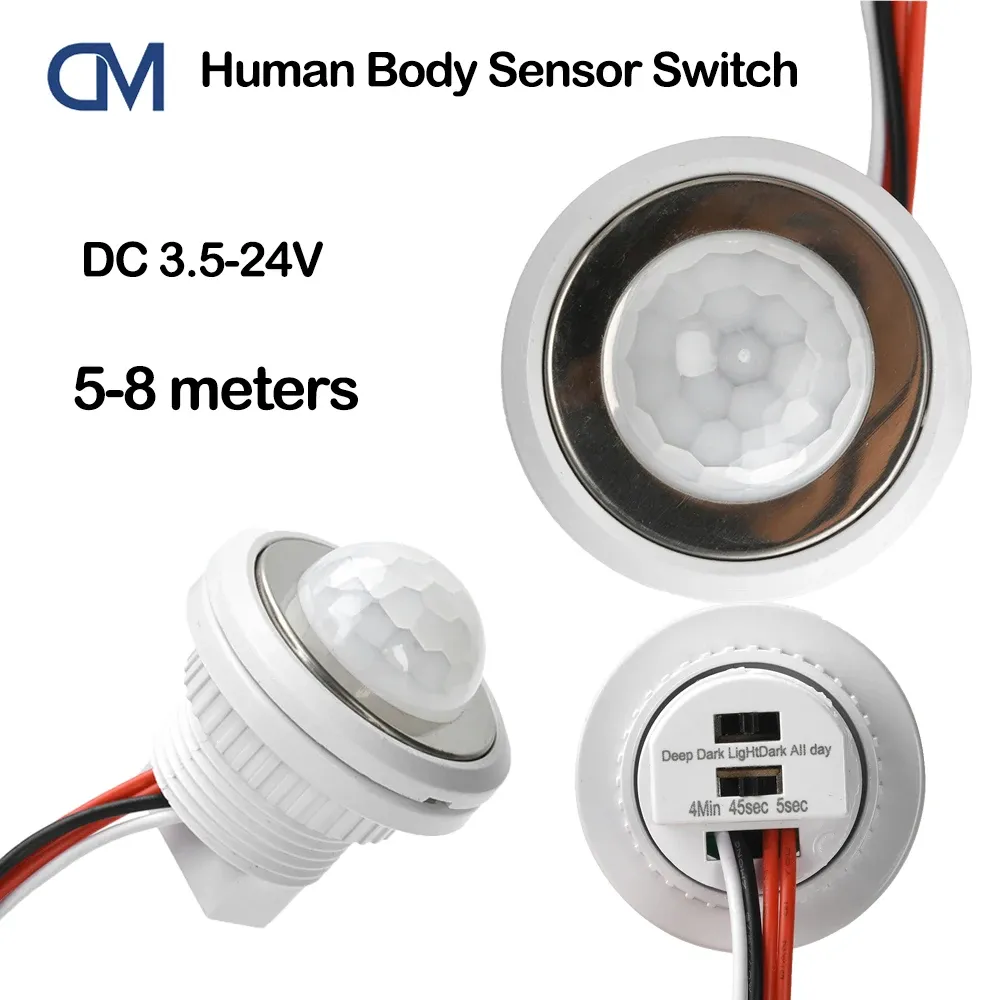 Détecteur de mouvement PIR à infrarouge pour éclairage LED, alimentation CC 3,5–24 V, usage intérieur et extérieur - Image 1