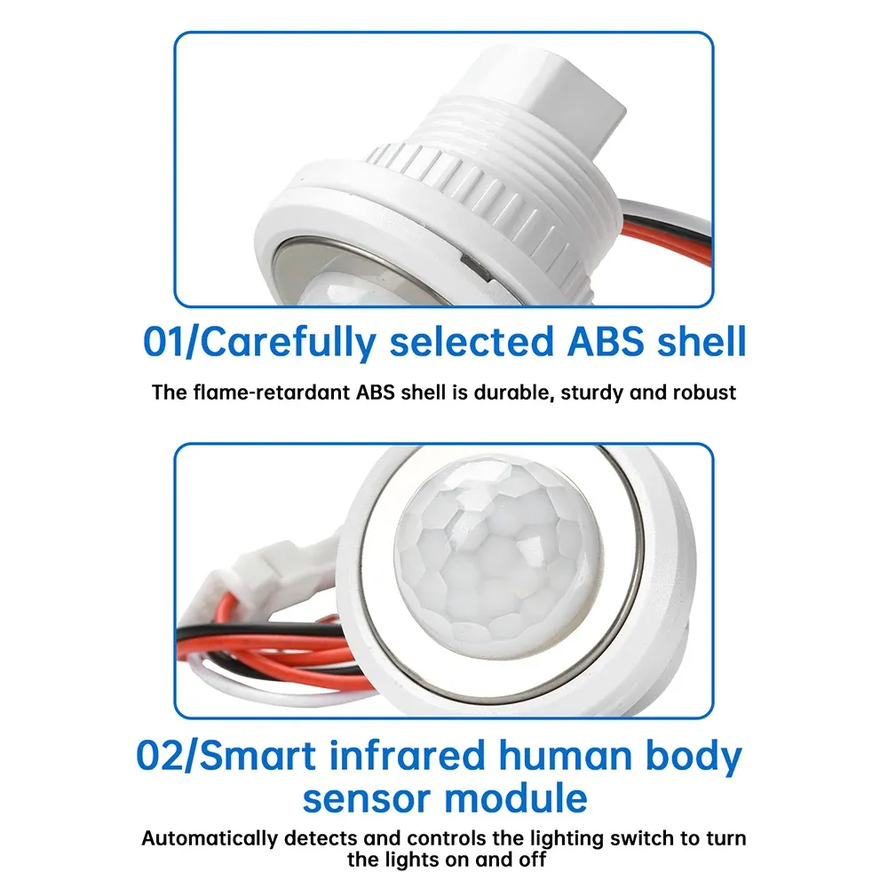 Détecteur de mouvement PIR à infrarouge pour éclairage LED, alimentation CC 3,5–24 V, usage intérieur et extérieur 5