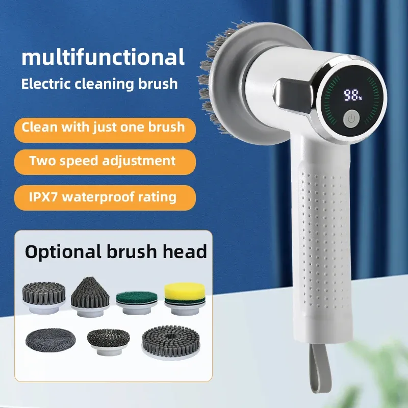 Brosse de nettoyage électrique 4 en 1, étanche IPX7, multifonction, sans fil, rechargeable et portable, pour salle de bains et cuisine - Image 1