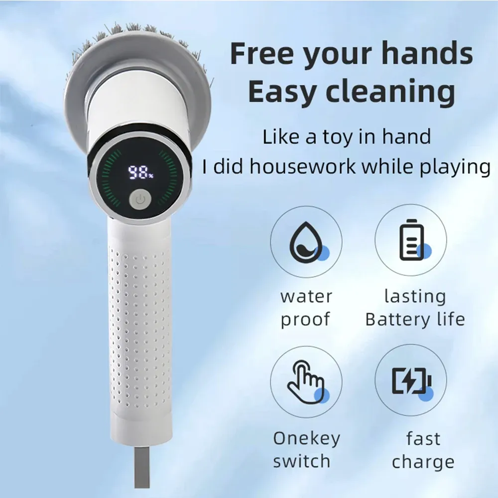 Brosse de nettoyage électrique 4 en 1, étanche IPX7, multifonction, sans fil, rechargeable et portable, pour salle de bains et cuisine 3