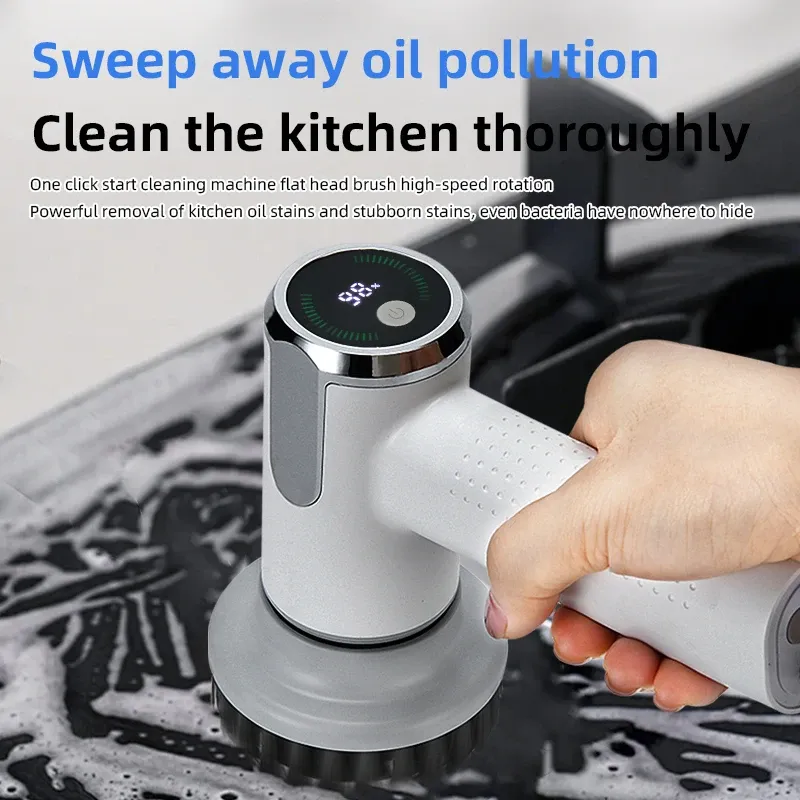 Brosse de nettoyage électrique 4 en 1, étanche IPX7, multifonction, sans fil, rechargeable et portable, pour salle de bains et cuisine 6