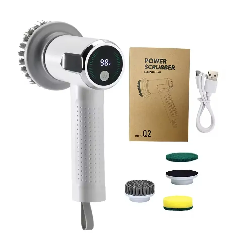 Brosse de nettoyage électrique 4 en 1, étanche IPX7, multifonction, sans fil, rechargeable et portable, pour salle de bains et cuisine 7