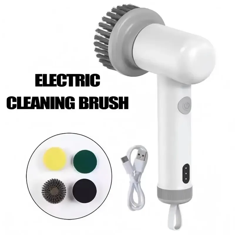 Brosse de nettoyage électrique 4 en 1, étanche IPX7, multifonction, sans fil, rechargeable et portable, pour salle de bains et cuisine 8