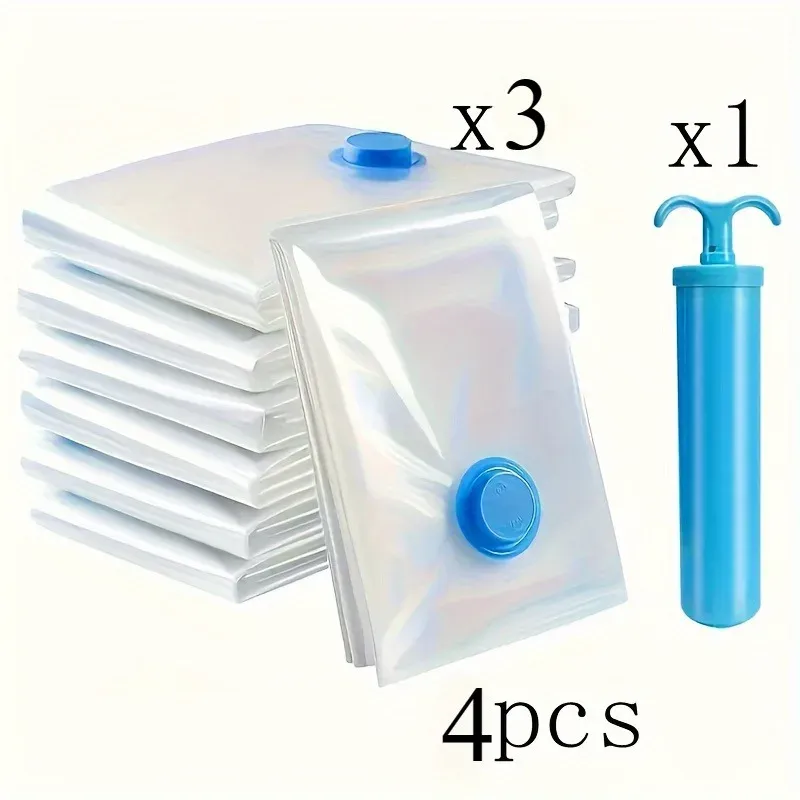 Ensemble de 4 grands sacs de rangement sous vide 40 x 60 cm, compression hermétique et gain de place pour vêtements et literie 7