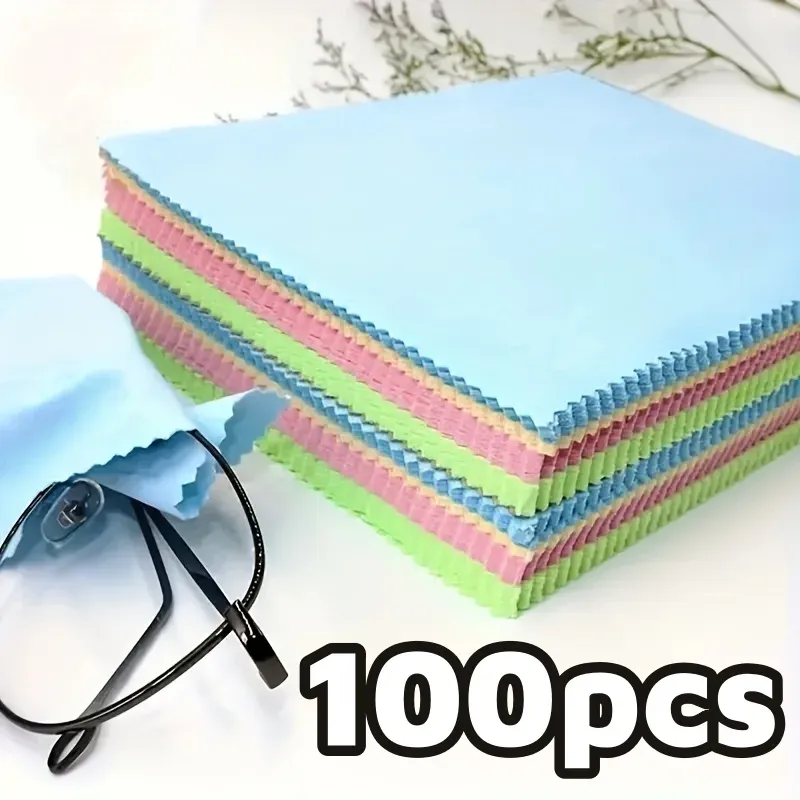 Chiffons de nettoyage en microfibre pour lunettes, écrans de téléphone et bijoux, couleurs assorties - Image 1
