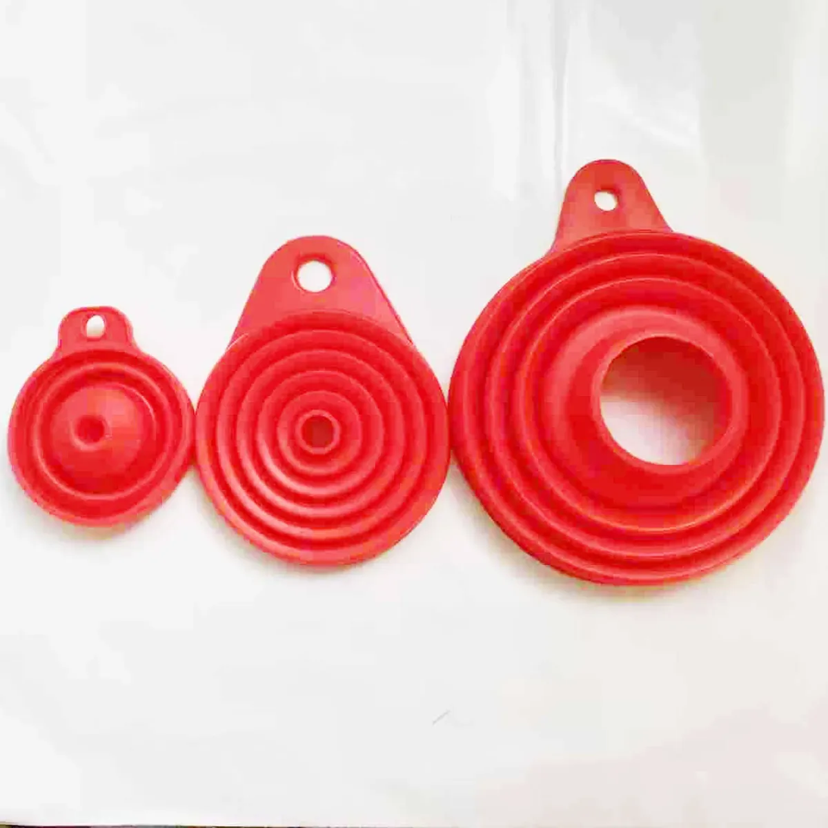 Ensemble de 3 entonnoirs de cuisine en silicone pliables, pour liquides et poudres 8