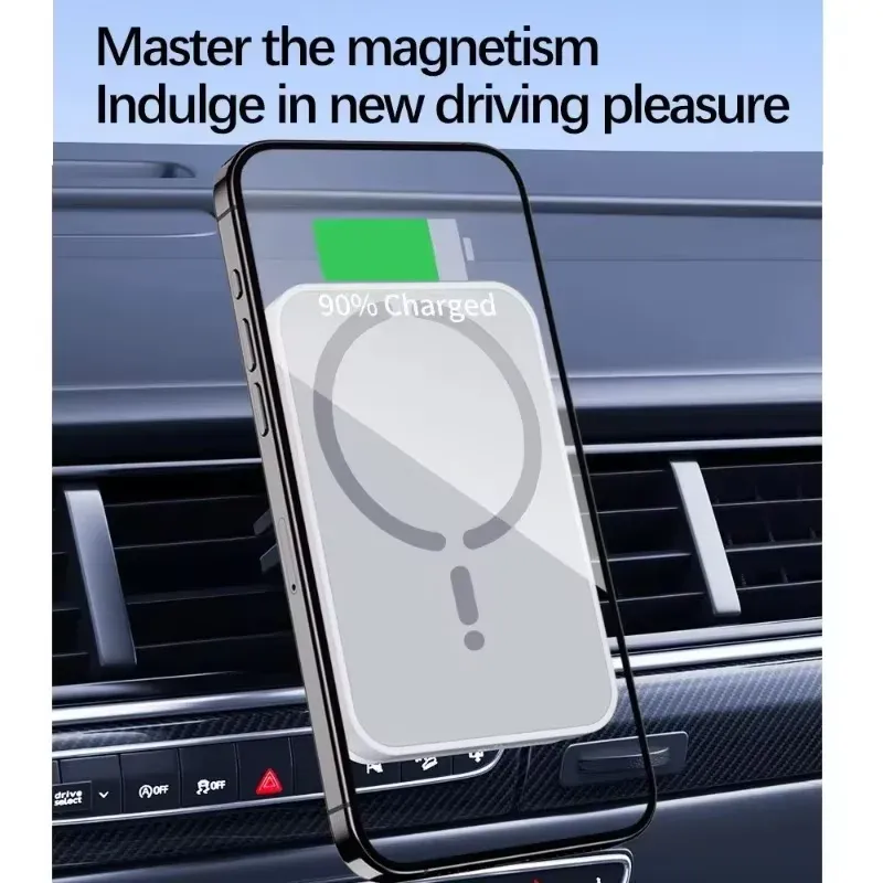Support magnétique sans fil pour grille d'aération de voiture, charge rapide compatible MagSafe, iPhone 12 à 17 Pro 3
