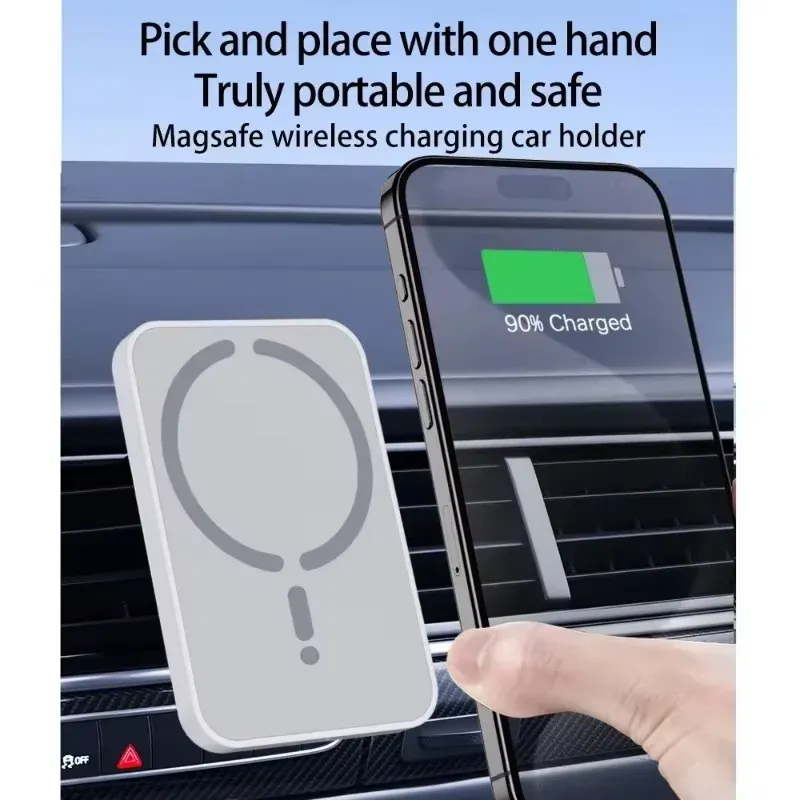Support magnétique sans fil pour grille d'aération de voiture, charge rapide compatible MagSafe, iPhone 12 à 17 Pro 4