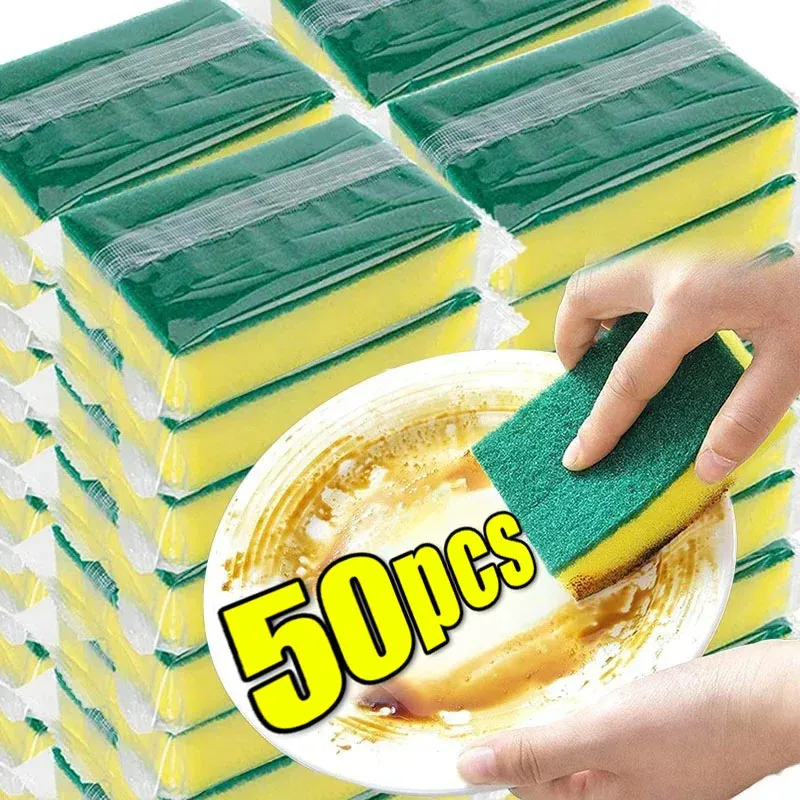 Éponge douce et absorbante pour la vaisselle, 50/2 pièces, tampon à récurer anti-rouille, kit de nettoyage ménager