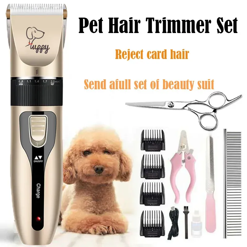 Tondeuse pour animaux de compagnie à lame en céramique, kit de toilettage pour chiens et chats, rechargeable sans fil - Image 1