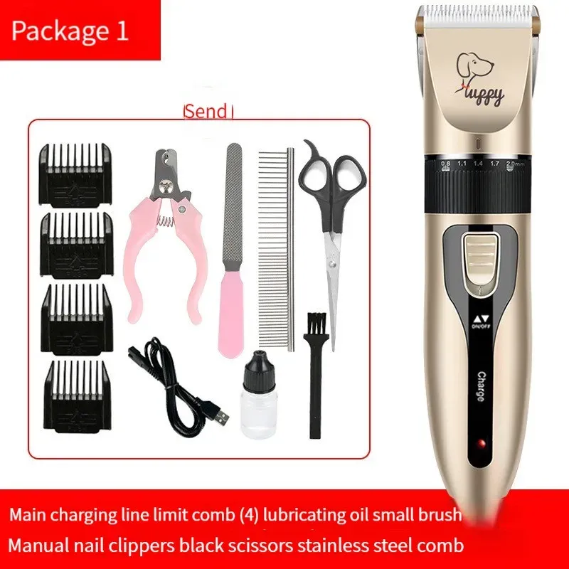 Tondeuse pour animaux de compagnie à lame en céramique, kit de toilettage pour chiens et chats, rechargeable sans fil 8