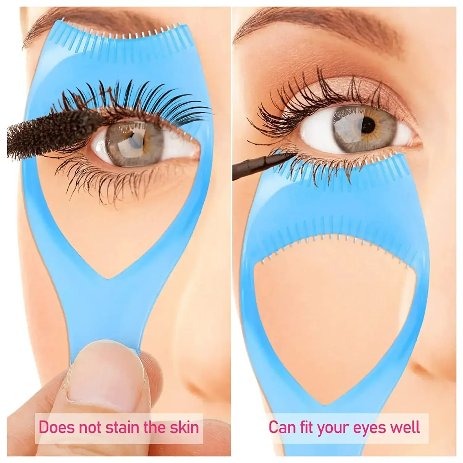 Applicateur de protège-cils 3 en 1, lot de 3 pièces, applicateur de mascara supérieur et inférieur, protège-paupière en plastique, outils cosmétiques pour les yeux 3
