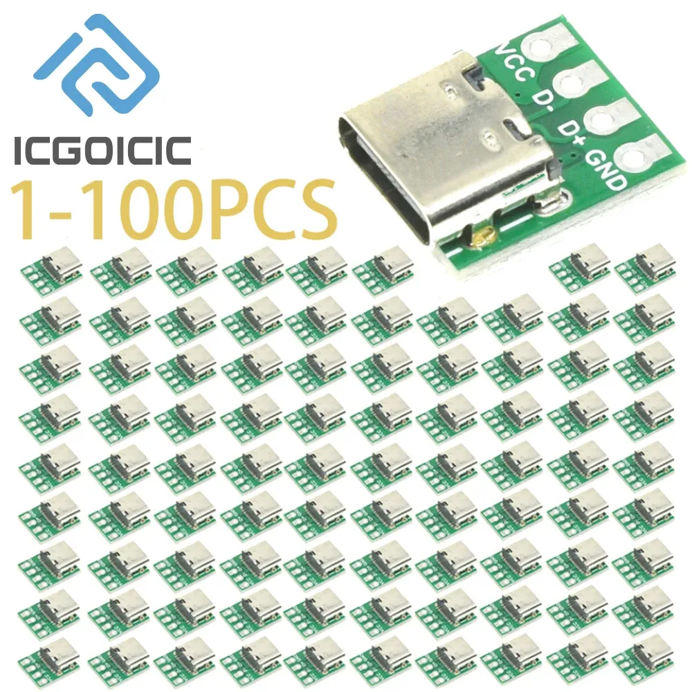 Connecteur USB 3.1 Type-C, adaptateur de carte PCB 16 broches, prise pour câble de transfert de données, lot de 1 à 100 pièces - Image 1