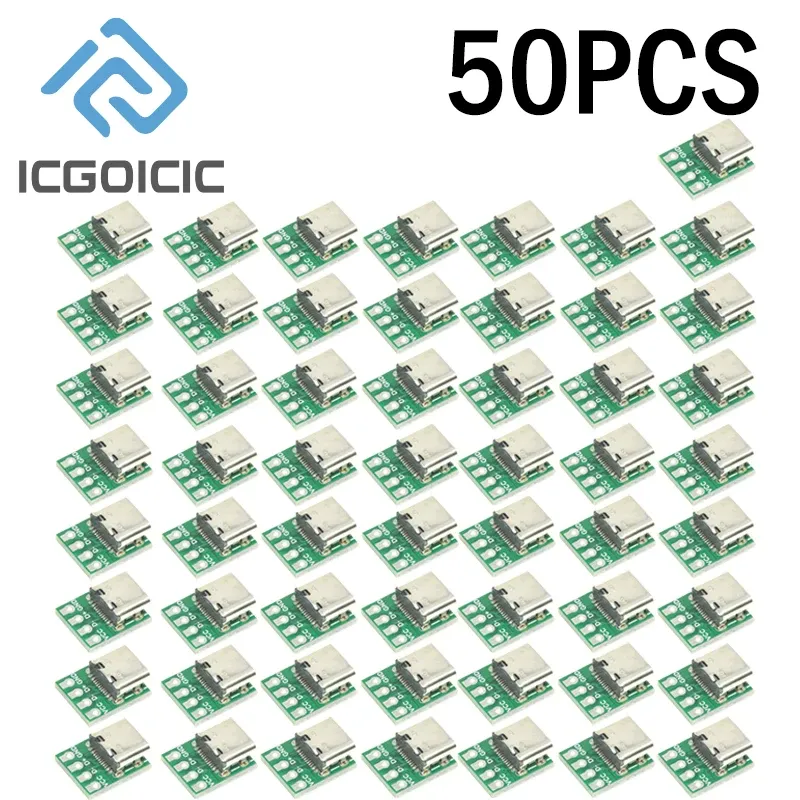 Connecteur USB 3.1 Type-C, adaptateur de carte PCB 16 broches, prise pour câble de transfert de données, lot de 1 à 100 pièces 12