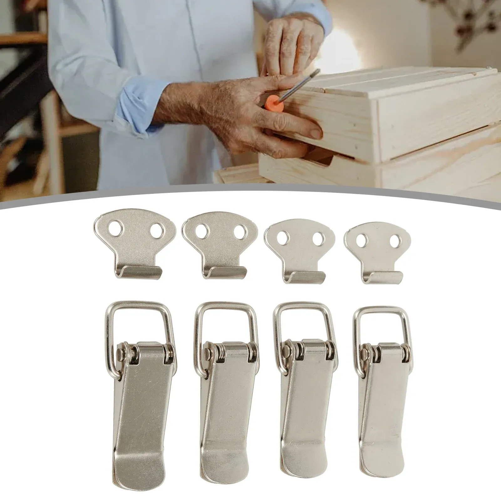 Loquets de porte 7,2 x 2,7 cm en acier laminé à froid (lot de 4), loquets à ressort pour armoires, fermoirs à bascule à bec de canard 2