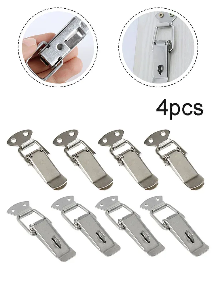 Loquets de porte 7,2 x 2,7 cm en acier laminé à froid (lot de 4), loquets à ressort pour armoires, fermoirs à bascule à bec de canard - Image 1