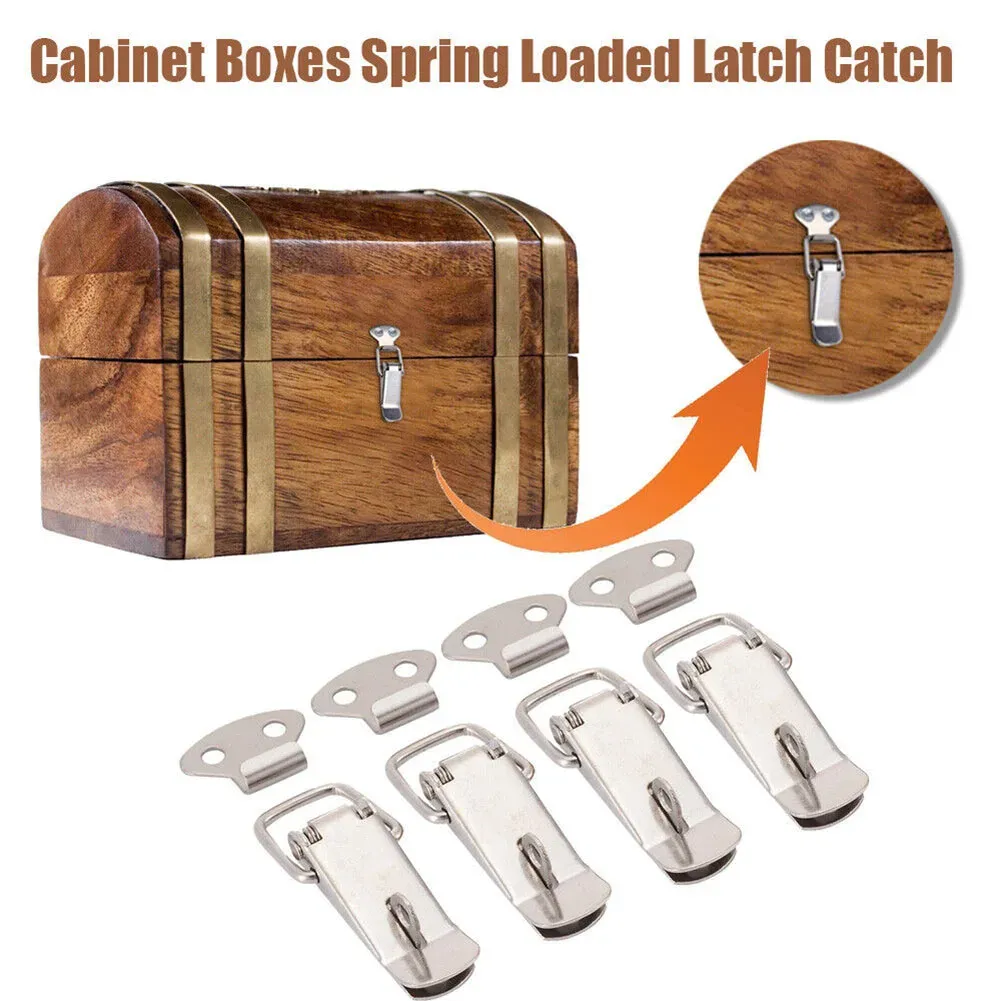 Loquets de porte 7,2 x 2,7 cm en acier laminé à froid (lot de 4), loquets à ressort pour armoires, fermoirs à bascule à bec de canard 4