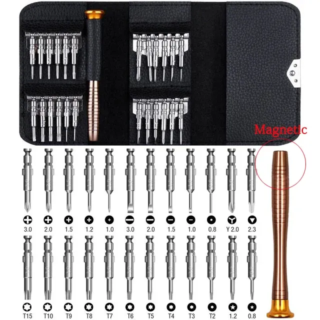 Jeu d'embouts de tournevis de précision Torx 25 en 1, outils à main, kit de tournevis, jeu de tournevis pour la réparation de téléphones mobiles Xiaomi 8