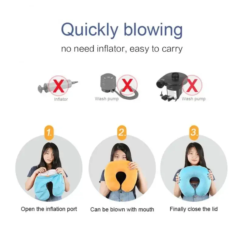 Oreiller de voyage gonflable en peluche douce pour voiture et avion, lot de 1, 3 ou 4 pièces 2