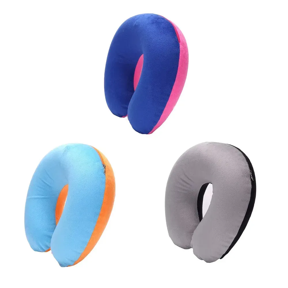 Oreiller de voyage gonflable en peluche douce pour voiture et avion, lot de 1, 3 ou 4 pièces 7