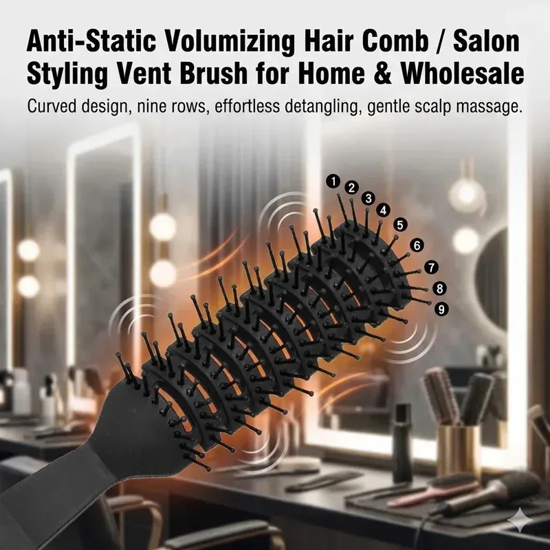 Peigne volumisant antistatique - Peigne professionnel à picots pour salon, peigne de massage du cuir chevelu unisexe pour la maison 5