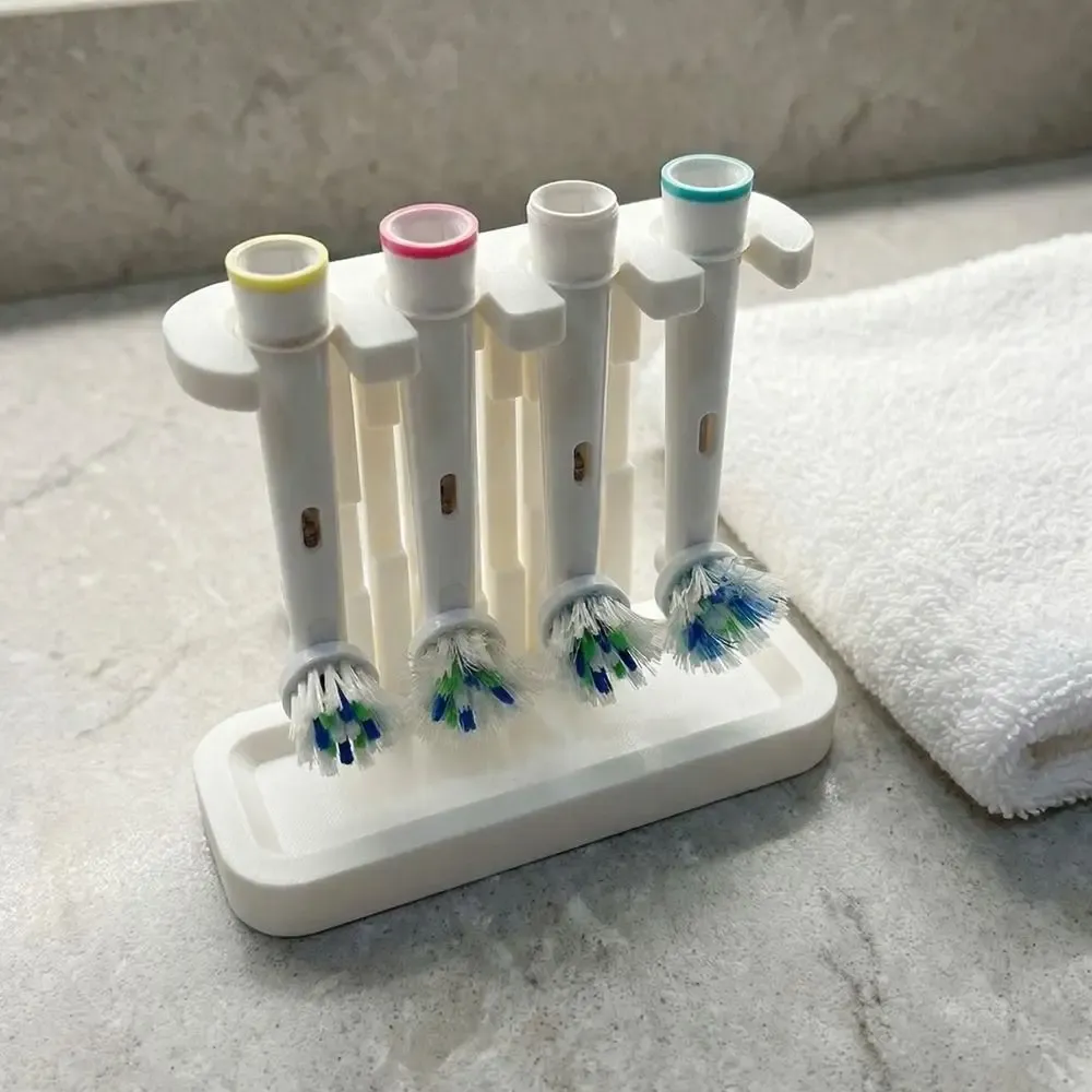 Support de brosse à dents 4 emplacements en plastique, à poser au sol, avec plateau de drainage 4