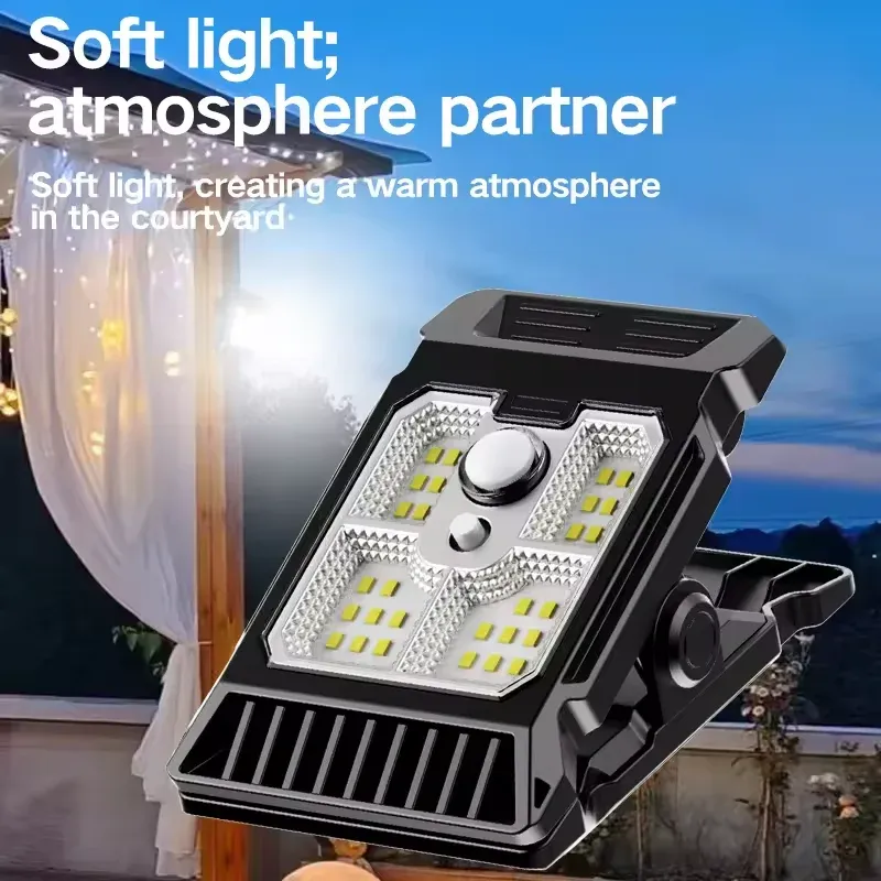 Lampe solaire de jardin à détection de présence humaine, à pince pour extérieur 6