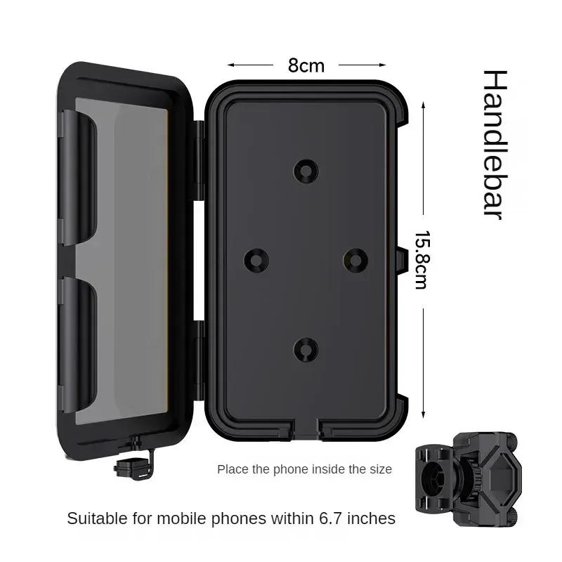 Support étanche pour téléphone à fixer sur guidon de moto, scooter ou vélo 10