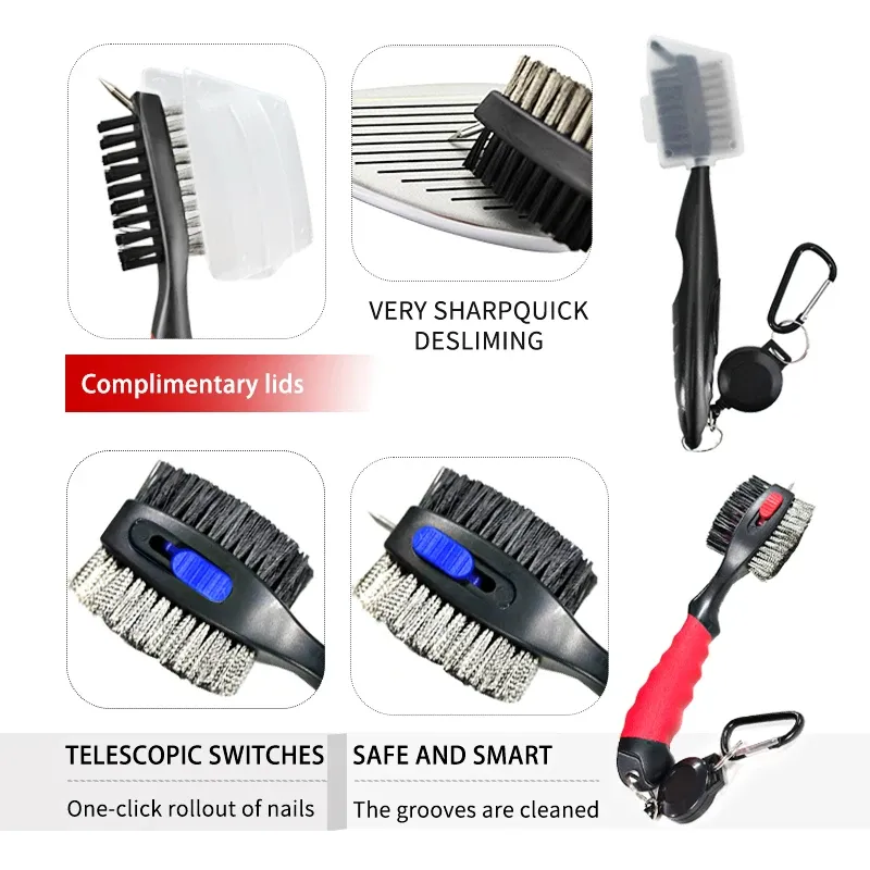 Brosse double face pour le nettoyage des rainures de club de golf, kit de nettoyage de balle et outil d'entretien 5