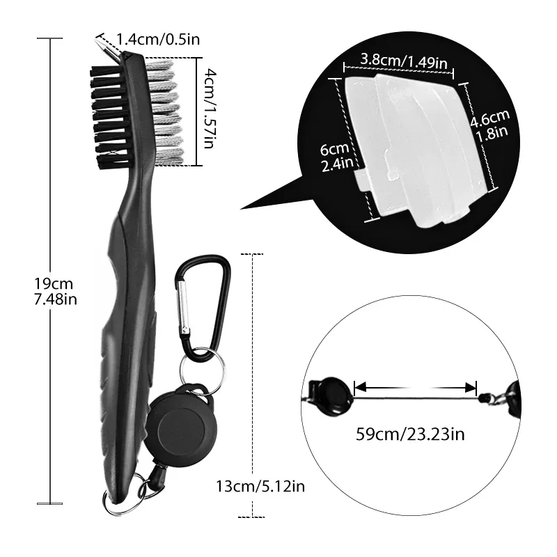 Brosse double face pour le nettoyage des rainures de club de golf, kit de nettoyage de balle et outil d'entretien 17
