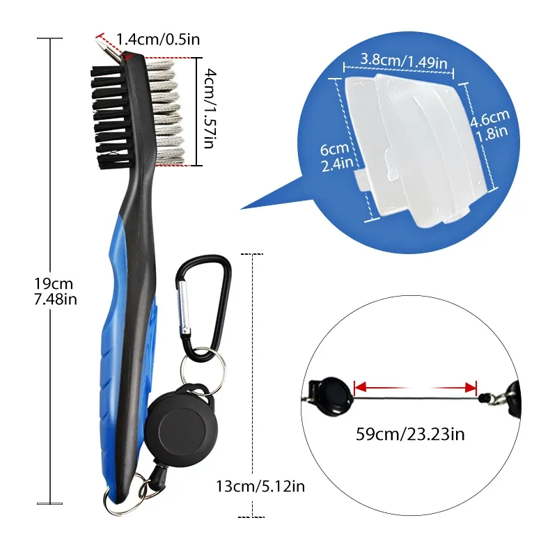 Brosse double face pour le nettoyage des rainures de club de golf, kit de nettoyage de balle et outil d'entretien 15