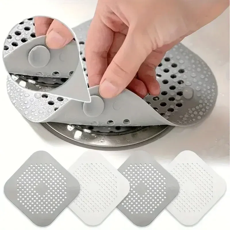 Lot de 2 crépines anti-cheveux pour douche et lavabo, bouchons anti-odeurs réutilisables, installation facile 1