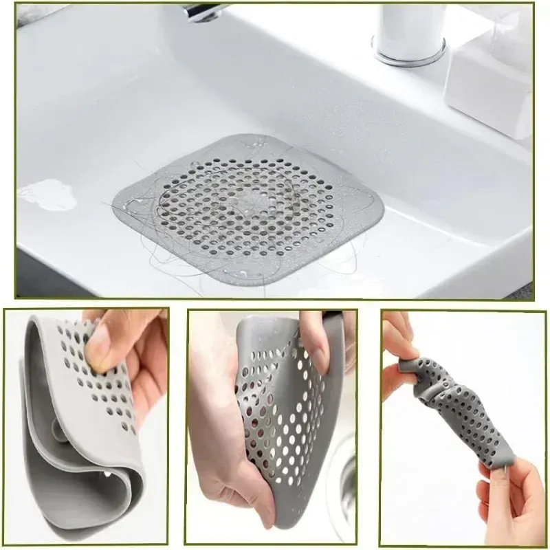 Lot de 2 crépines anti-cheveux pour douche et lavabo, bouchons anti-odeurs réutilisables, installation facile 3