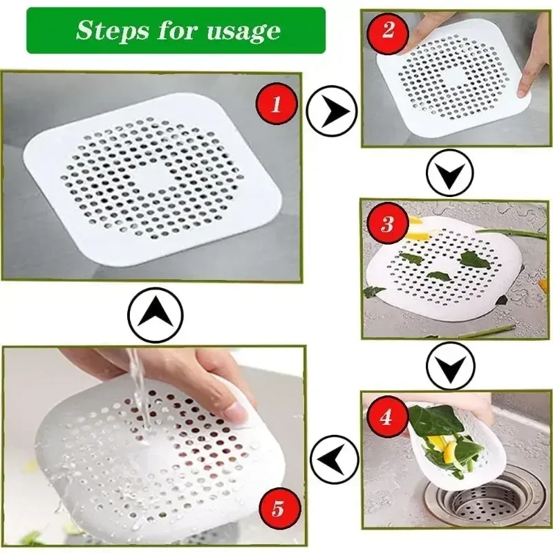 Lot de 2 crépines anti-cheveux pour douche et lavabo, bouchons anti-odeurs réutilisables, installation facile 6