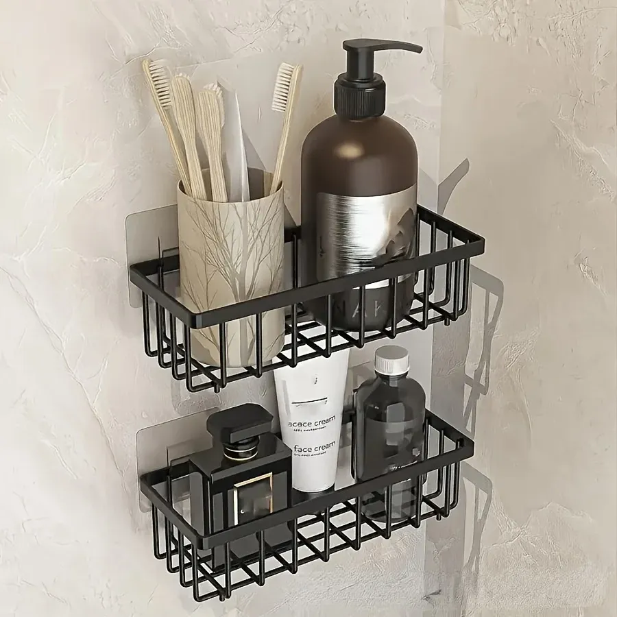 Organisateur d'évier de cuisine sans perçage, facile à installer, support de rangement polyvalent pour éponges, brosses et torchons 2