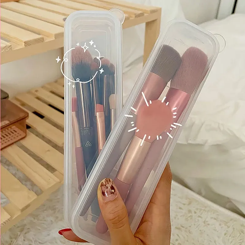 Organisateur de pinceaux de maquillage transparent avec couvercle, porte-crayons à sourcils portable pour femmes, organisateur de rangement cosmétique - Image 1