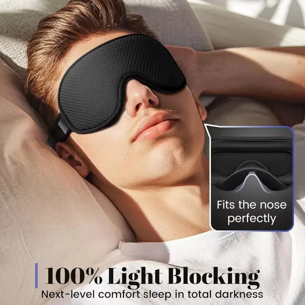 Masque de sommeil occultant 3D pour les yeux, respirant, doux et confortable pour le voyage, avec sangle réglable 4