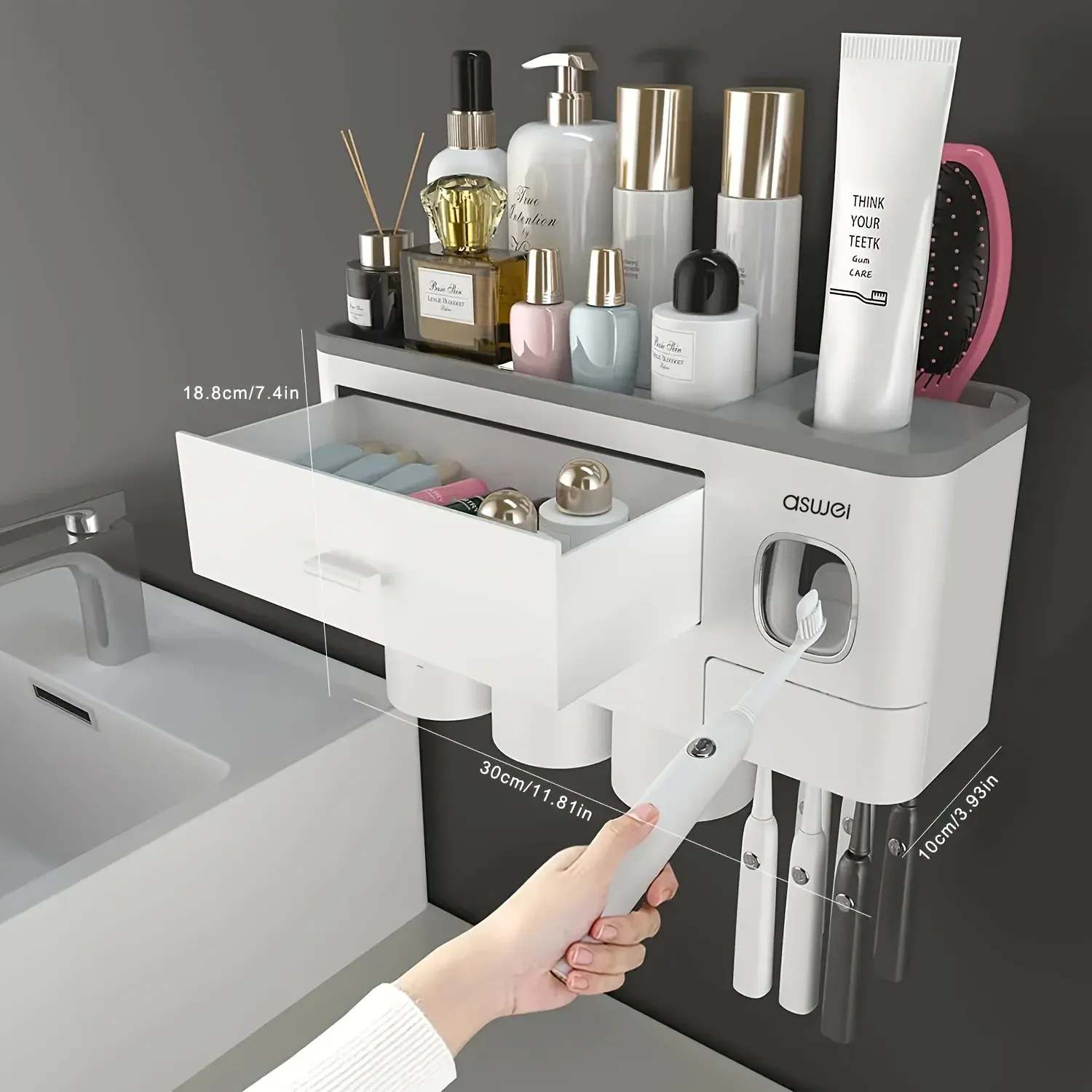 Vue détaillée du distributeur automatique de dentifrice