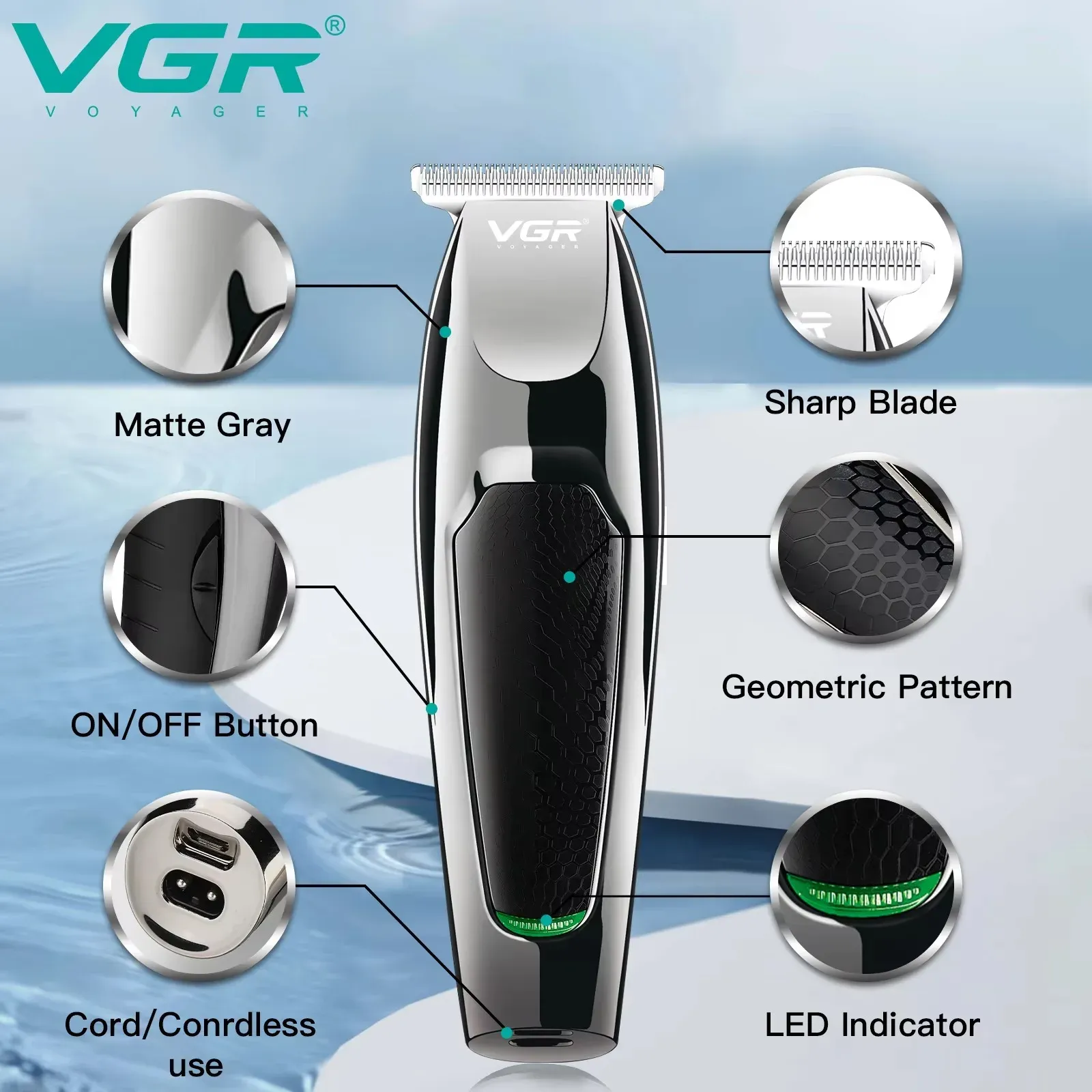 Tondeuse à cheveux professionnelle pour hommes, rechargeable, coupe de précision 2